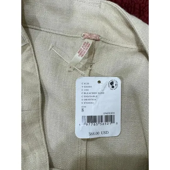 NWT Free People Can't Blame Me Linen Short Mini Skirt in Bleached Sand- Size 8 - Picture 8 of 9